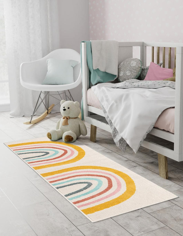 Ivory 2' 2 x 3' 11 Whimsy Kids Runner Area Rug for Baby Nursery, Toddler Playroom, Bedrooms