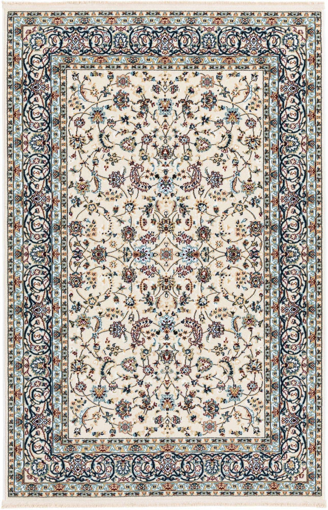 Ivory 4' 1 x 6' 1 Narenj Rectangle Area Rug 85% Polypropylene & 15% Polyester Traditional Classic Carpet for Living, Dining, Bedrooms, Office for Sale at Rug Engine