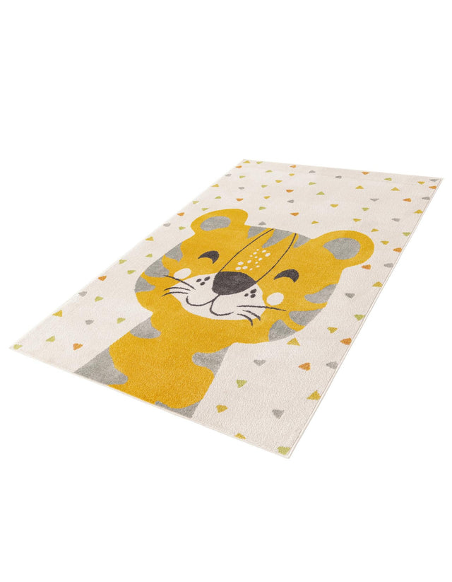 Ivory 5' 3 x 8' Whimsy Kids Rectangle Area Rug for Baby Nursery, Toddler Playroom, Bedrooms
