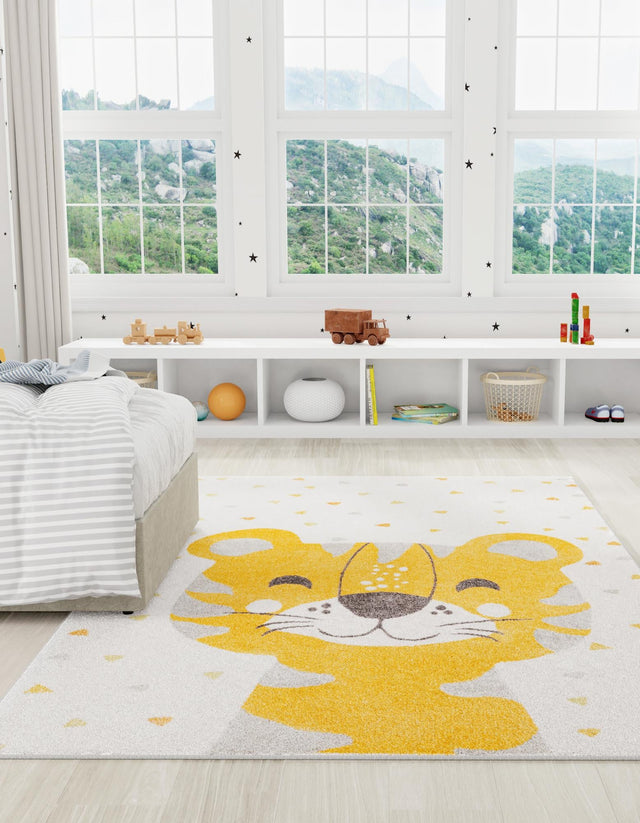 Ivory 2' 2 x 2' 11 Whimsy Kids Rectangle Area Rug for Baby Nursery, Toddler Playroom, Bedrooms