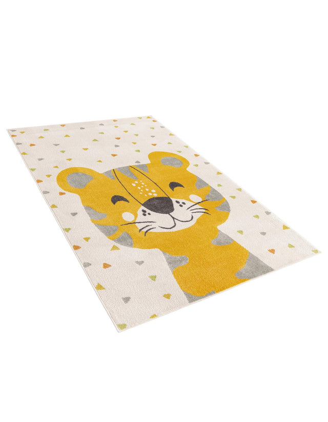 Ivory 5' 3 x 8' Whimsy Kids Rectangle Area Rug for Baby Nursery, Toddler Playroom, Bedrooms