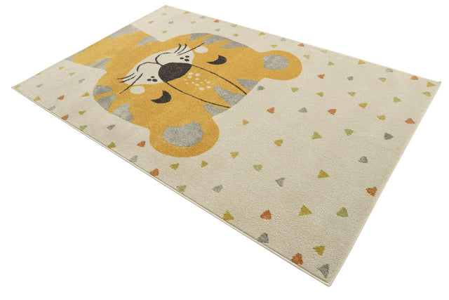Ivory 5' 3 x 8' Whimsy Kids Rectangle Area Rug for Baby Nursery, Toddler Playroom, Bedrooms