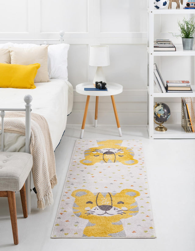 Ivory 2' 2 x 6' Whimsy Kids Runner Area Rug for Baby Nursery, Toddler Playroom, Bedrooms