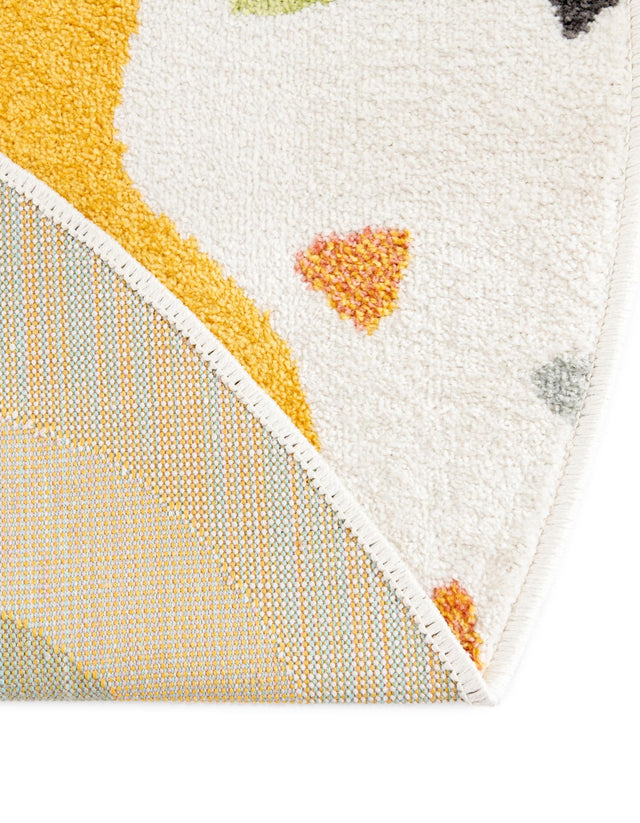 Ivory 7' 10 x 7' 10 Whimsy Kids Round Area Rug for Baby Nursery, Toddler Playroom, Bedrooms