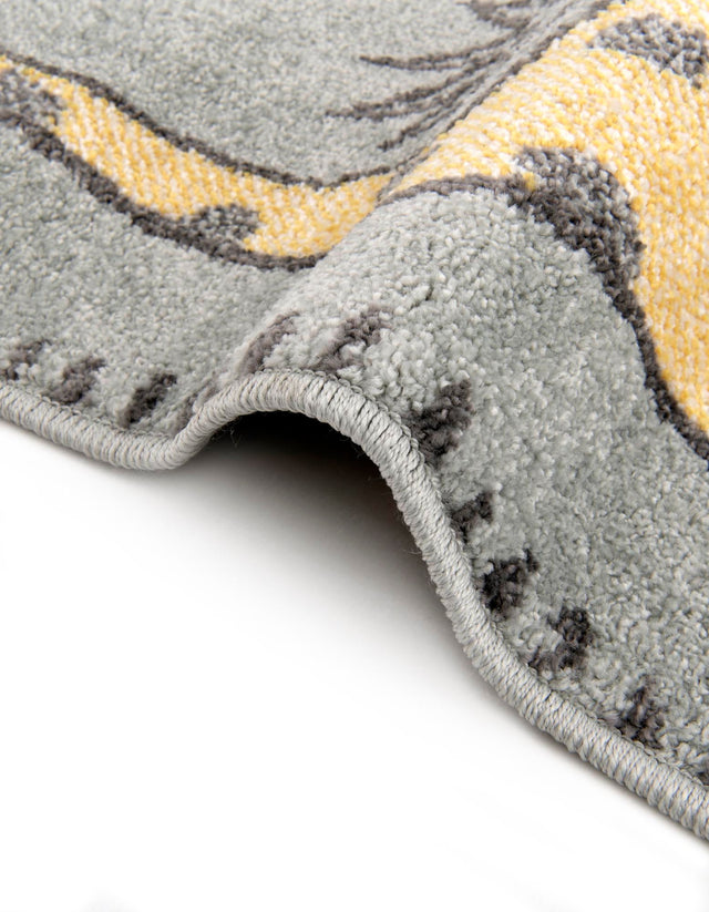 Gray 6' 1 x 6' 1 Whimsy Kids Round Area Rug for Baby Nursery, Toddler Playroom, Bedrooms