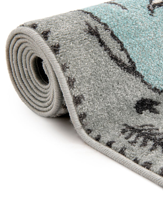 Gray 4' 1 x 4' 1 Whimsy Kids Round Area Rug for Baby Nursery, Toddler Playroom, Bedrooms