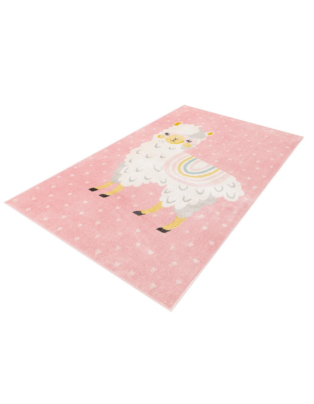 Pink 5' 3 x 8' Whimsy Kids Rectangle Area Rug for Baby Nursery, Toddler Playroom, Bedrooms