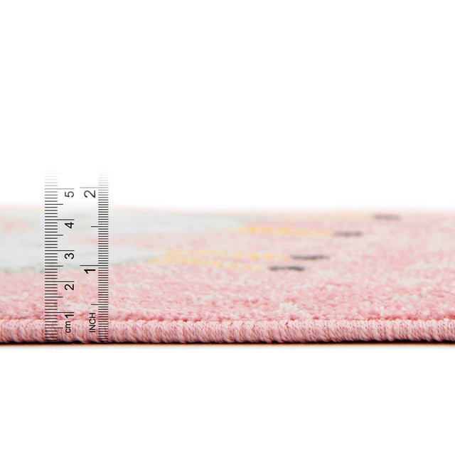 Pink 7' 10 x 10' Whimsy Kids Rectangle Area Rug for Baby Nursery, Toddler Playroom, Bedrooms