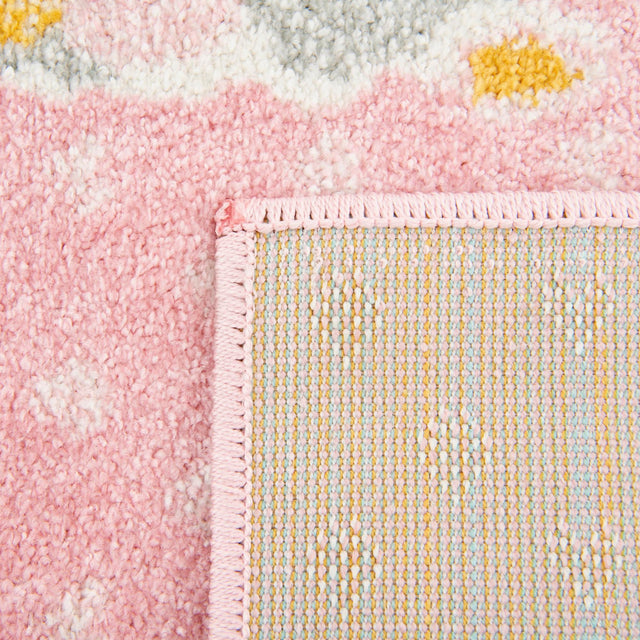Pink 7' 10 x 10' Whimsy Kids Rectangle Area Rug for Baby Nursery, Toddler Playroom, Bedrooms