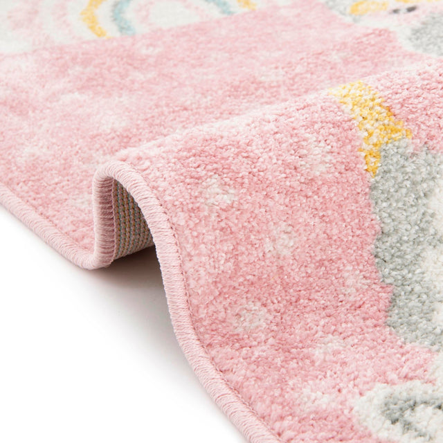 Pink 5' 3 x 8' Whimsy Kids Rectangle Area Rug for Baby Nursery, Toddler Playroom, Bedrooms