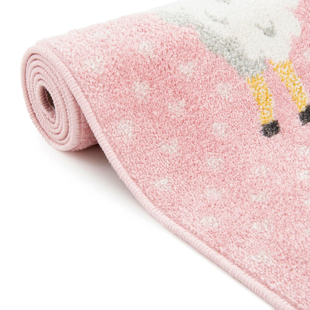 Pink 5' 3 x 8' Whimsy Kids Rectangle Area Rug for Baby Nursery, Toddler Playroom, Bedrooms