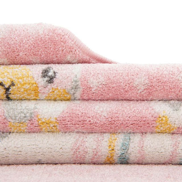 Pink 5' 3 x 8' Whimsy Kids Rectangle Area Rug for Baby Nursery, Toddler Playroom, Bedrooms