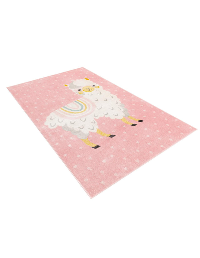 Pink 5' 3 x 8' Whimsy Kids Rectangle Area Rug for Baby Nursery, Toddler Playroom, Bedrooms