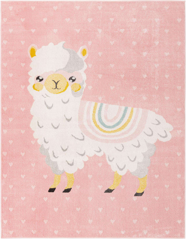 Pink 7' 10 x 10' Whimsy Kids Rectangle Area Rug for Baby Nursery, Toddler Playroom, Bedrooms