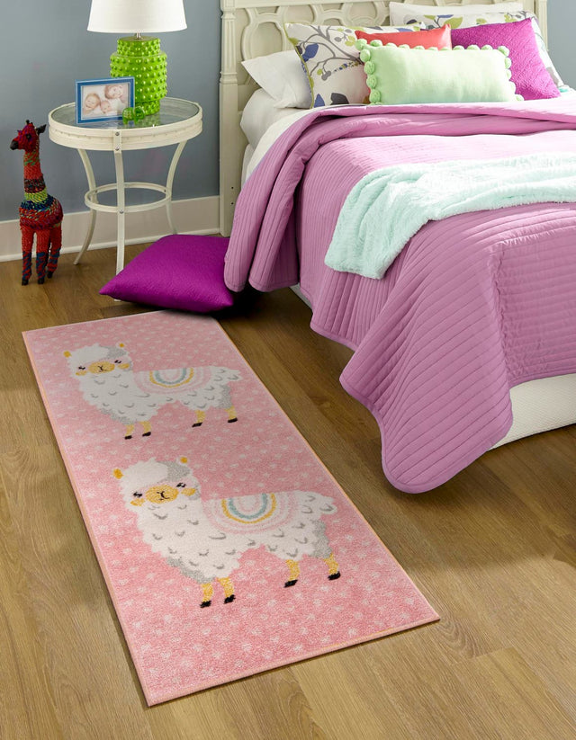 Pink 2' 2 x 3' 11 Whimsy Kids Runner Area Rug for Baby Nursery, Toddler Playroom, Bedrooms