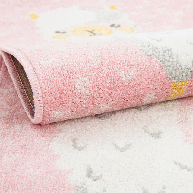 Pink 2' 2 x 3' 11 Whimsy Kids Runner Area Rug for Baby Nursery, Toddler Playroom, Bedrooms
