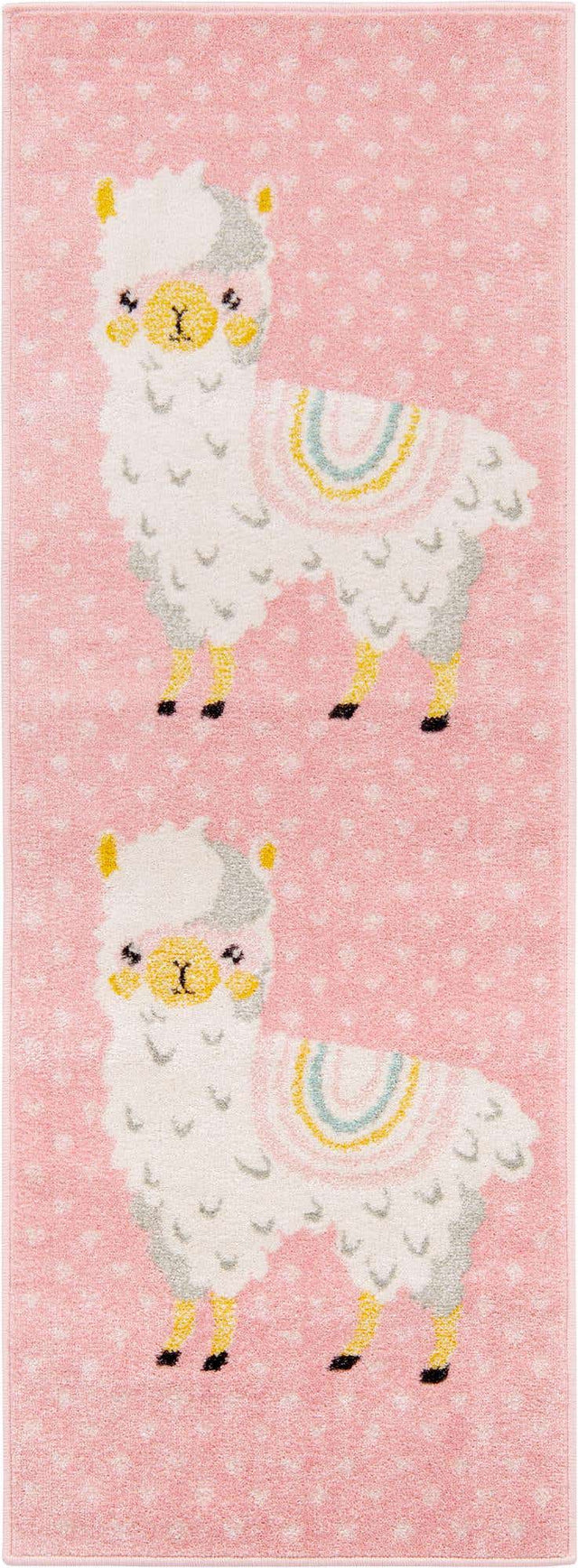 Pink 2' 2 x 6' Whimsy Kids Runner Area Rug for Baby Nursery, Toddler Playroom, Bedrooms