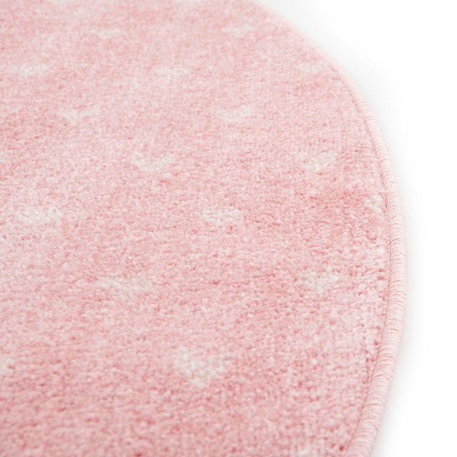 Pink 3' 3 x 3' 3 Whimsy Kids Round Area Rug for Baby Nursery, Toddler Playroom, Bedrooms