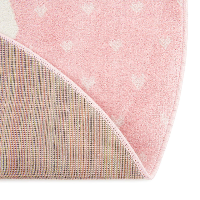 Pink 3' 3 x 3' 3 Whimsy Kids Round Area Rug for Baby Nursery, Toddler Playroom, Bedrooms