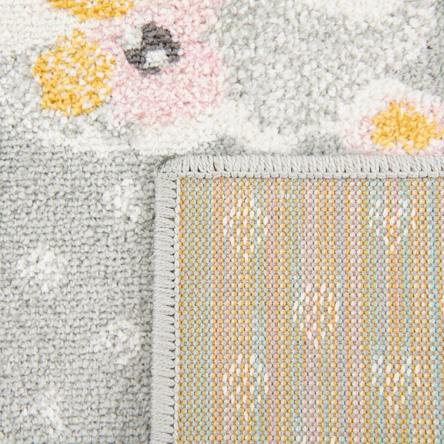 Gray 2' 2 x 2' 11 Whimsy Kids Rectangle Area Rug for Baby Nursery, Toddler Playroom, Bedrooms