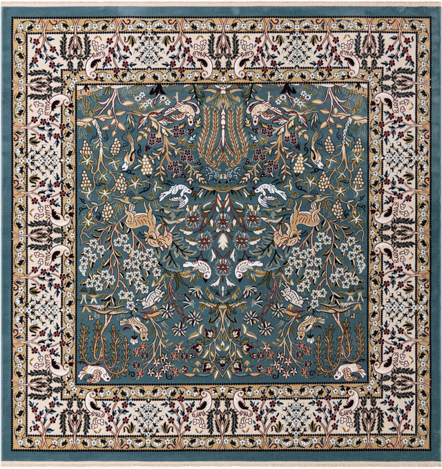 Blue 6' 1 x 6' 1 Narenj Square Area Rug 85% Polypropylene & 15% Polyester Traditional Classic Carpet for Living, Dining, Bedrooms, Office for Sale at Rug Engine