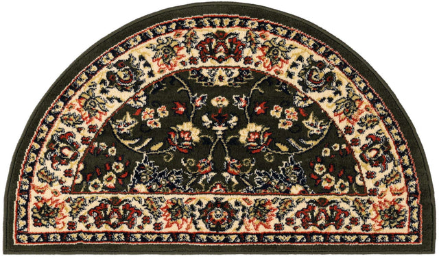 Green 2' 2 x 3' 7 Sialk Hill Hearth Half-Round Semicircle Area Rug 100% Polypropylene Durable Easy Clean Classic Traditional Design Carpet for Interior Design for Sale at Rug Engine