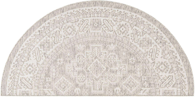 Light Gray 3' 1 x 6' 1 Outdoor Aztec Hearth Half-Round Semicircle Area Rug Weather Resistant for Patio, Deck, Terrace, Balcony, Porch 100% Polypropylene Traditional Carpet Mat for Sale at Rug Engine