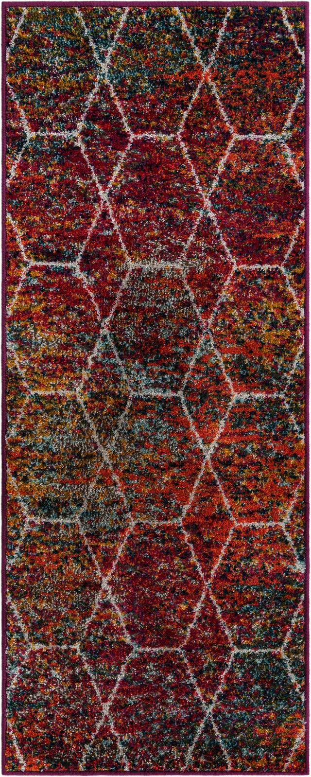 Multicolor 2' x 5' 1 Trellis Frieze Runner Area Rug Geometric Modern Unique Stain Resistant Easy Clean Carpet for Living, Dining, Bedrooms, Office for Sale at Rug Engine