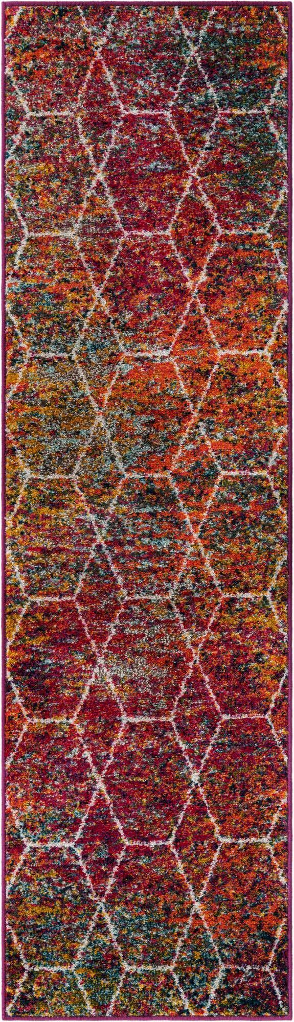 Multicolor 2' x 7' 1 Trellis Frieze Runner Area Rug Geometric Modern Unique Stain Resistant Easy Clean Carpet for Living, Dining, Bedrooms, Office for Sale at Rug Engine