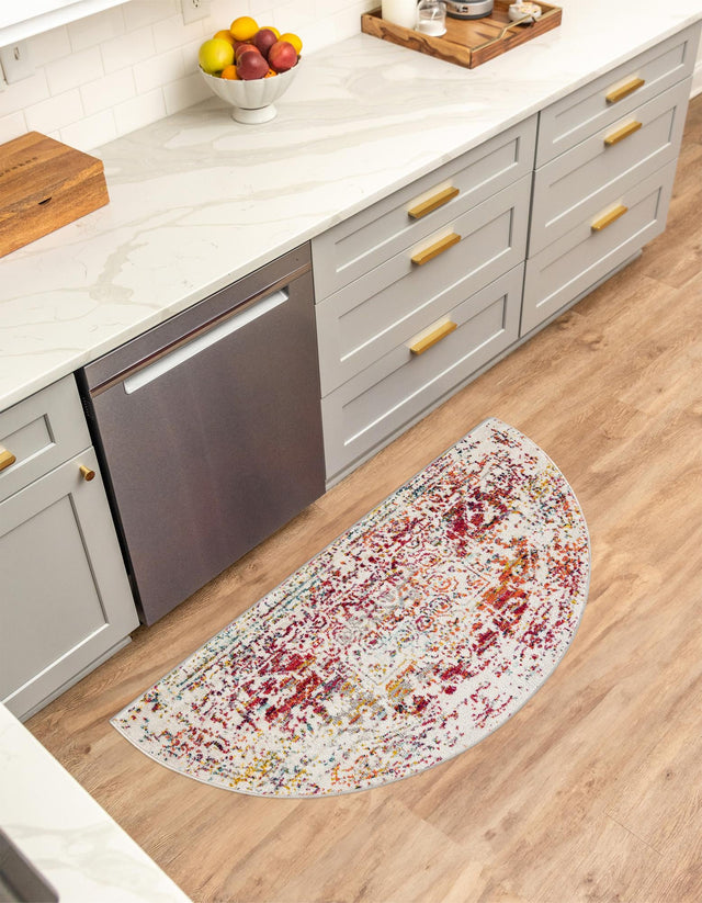 Multicolor 2' 2 x 3' 7 Richmond Hearth Half-Round Semicircle Area Rug Vintage Distressed Look Traditional Design Carpet for Unique Home Interior Design for Sale at Rug Engine