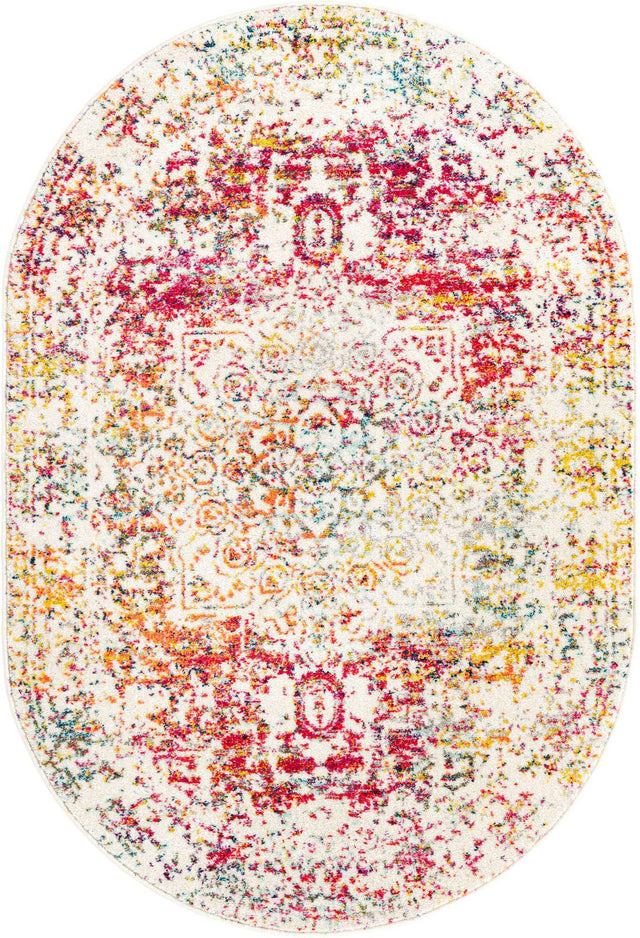 Light Multicolor 4' 1 x 6' 1 Richmond Oval Area Rug Vintage Distressed Look Traditional Design Carpet for Unique Home Interior Design for Sale at Rug Engine