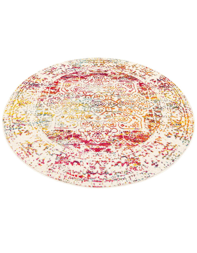 Light Multicolor 6' 1 x 6' 1 Richmond Round Area Rug Vintage Distressed Look Traditional Design Carpet for Unique Home Interior Design for Sale at Rug Engine
