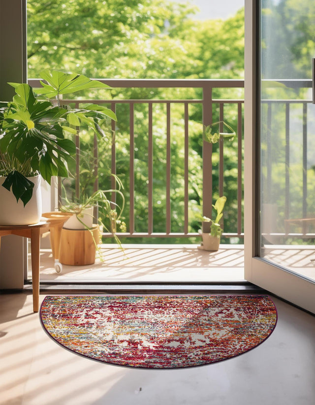 Multicolor 2' 2 x 3' 7 Richmond Hearth Half-Round Semicircle Area Rug Vintage Distressed Look Traditional Design Carpet for Unique Home Interior Design for Sale at Rug Engine