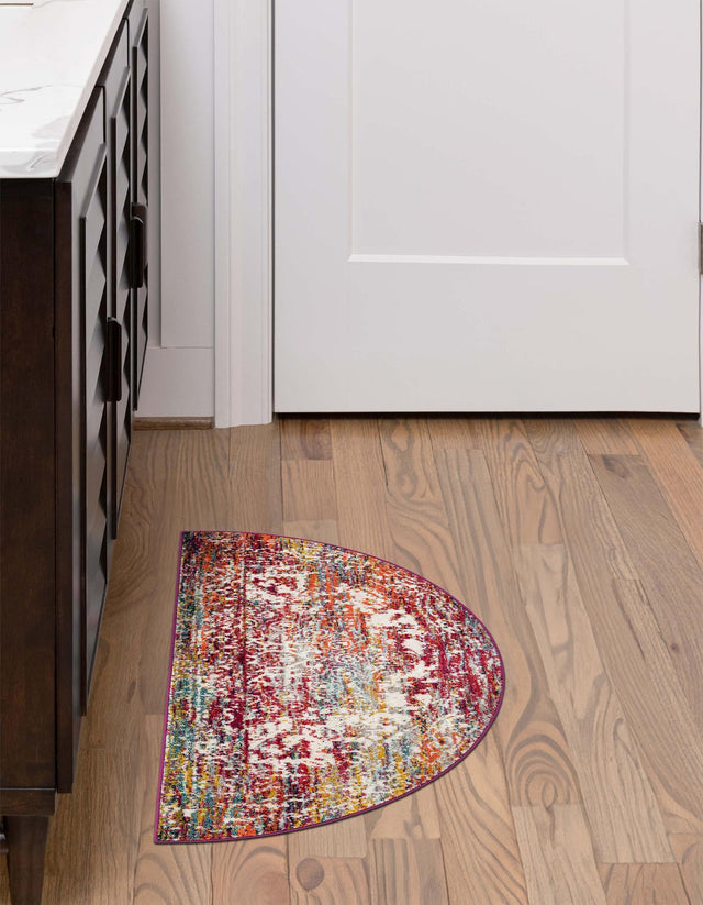 Multicolor 2' 2 x 3' 7 Richmond Hearth Half-Round Semicircle Area Rug Vintage Distressed Look Traditional Design Carpet for Unique Home Interior Design for Sale at Rug Engine