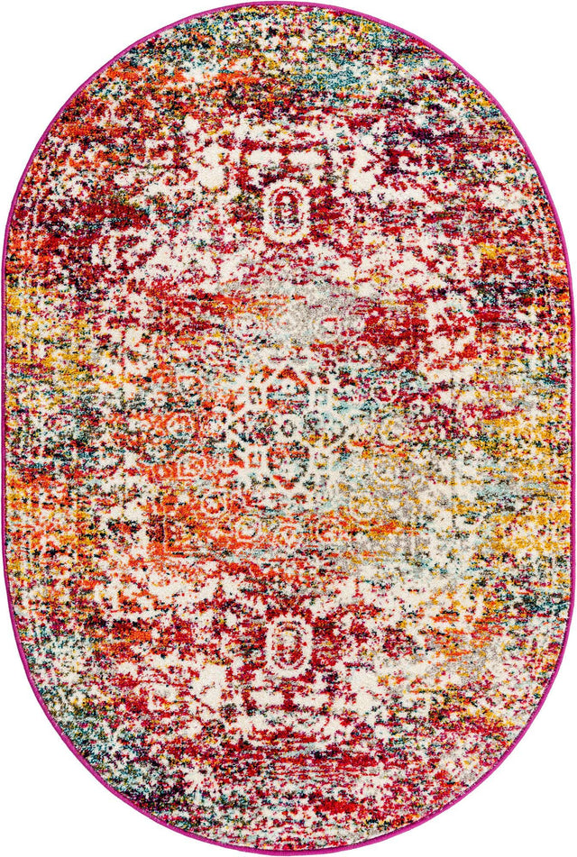 Multicolor 4' 1 x 6' 1 Richmond Oval Area Rug Vintage Distressed Look Traditional Design Carpet for Unique Home Interior Design for Sale at Rug Engine