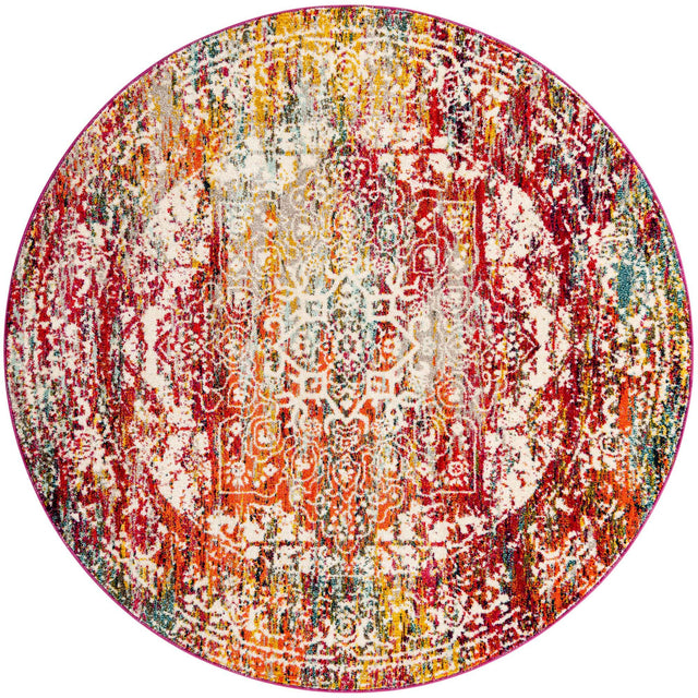 Multicolor 7' 1 x 7' 1 Richmond Round Area Rug Vintage Distressed Look Traditional Design Carpet for Unique Home Interior Design for Sale at Rug Engine