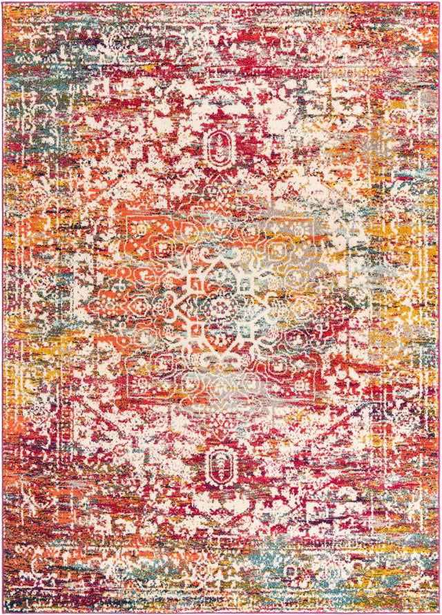 Multicolor 7' 10 x 11' Richmond Rectangle Area Rug Vintage Distressed Look Traditional Design Carpet for Unique Home Interior Design for Sale at Rug Engine