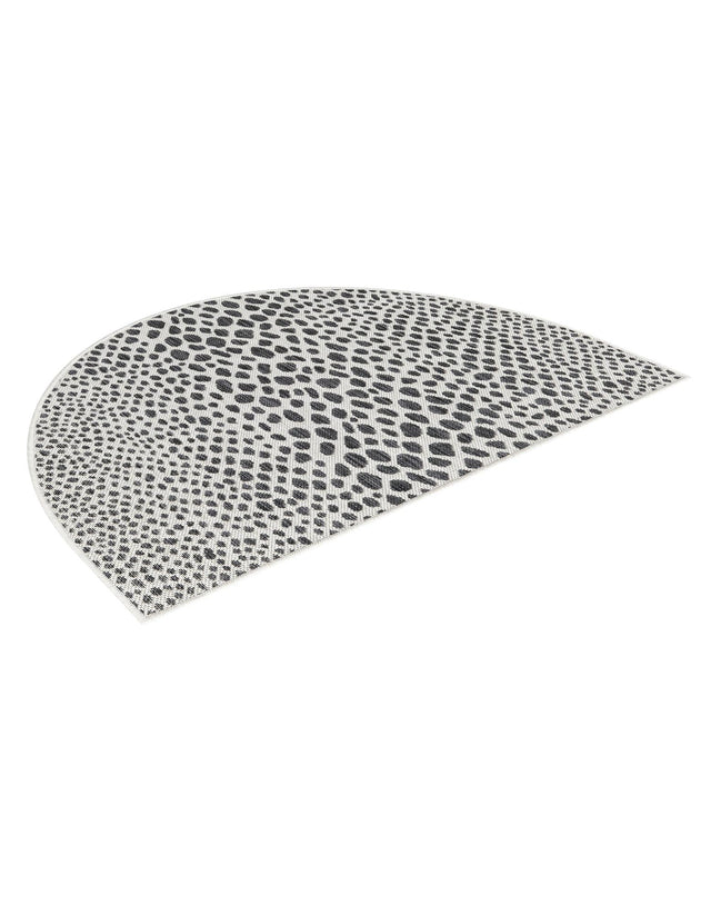 Black 2' 7 x 4' 1 Jill Zarin Outdoor Hearth Half-Round Semicircle Area Rug Weather Resistant for Patio, Deck, Terrace, Balcony, Porch Durable 100% Polypropylene Carpet for Outside for Sale at Rug Engine