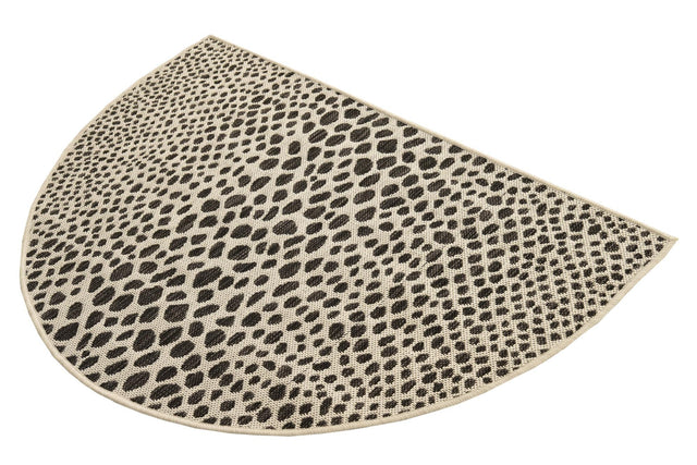 Black 2' 7 x 4' 1 Jill Zarin Outdoor Hearth Half-Round Semicircle Area Rug Weather Resistant for Patio, Deck, Terrace, Balcony, Porch Durable 100% Polypropylene Carpet for Outside for Sale at Rug Engine