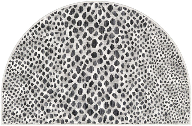 Black 2' 7 x 4' 1 Jill Zarin Outdoor Hearth Half-Round Semicircle Area Rug Weather Resistant for Patio, Deck, Terrace, Balcony, Porch Durable 100% Polypropylene Carpet for Outside for Sale at Rug Engine