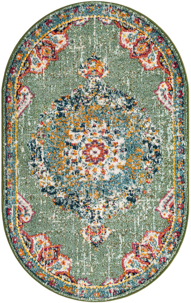 Green 3' 1 x 5' 3 Penrose Oval Area Rug