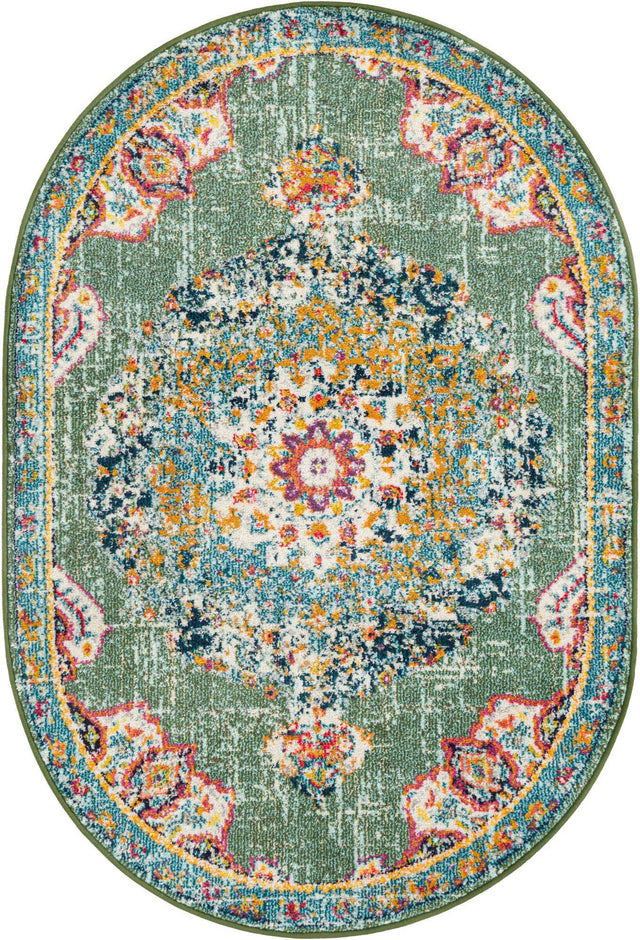 Green 4' 1 x 6' 1 Penrose Oval Area Rug