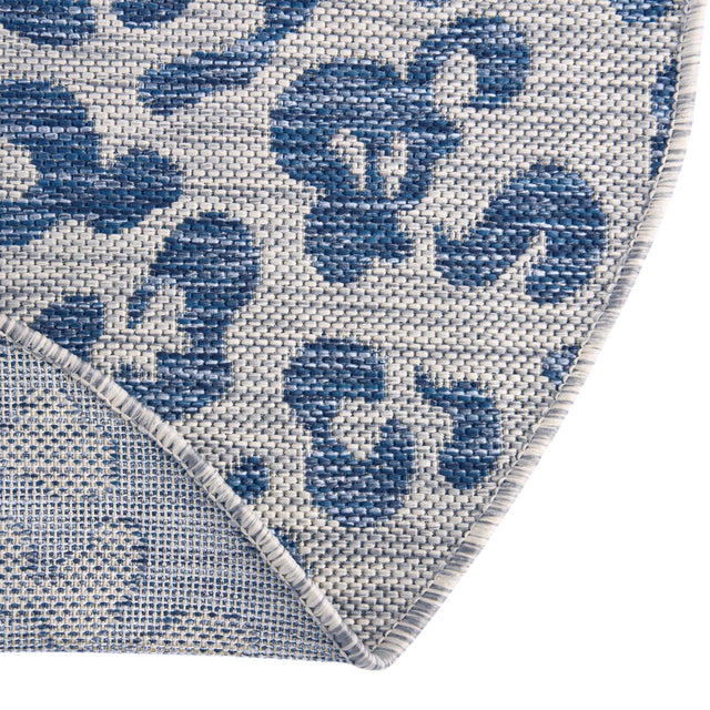 Blue 2' 7 x 4' 1 Outdoor Safari Hearth Half-Round Semicircle Area Rug Weather Resistant for Patio, Deck, Terrace, Balcony, Porch Animal Print Wildlife Nature Carpet for Sale at Rug Engine