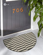 Charcoal 3' 1 x 6' 1 Outdoor Striped Semicircle Hearth Rug