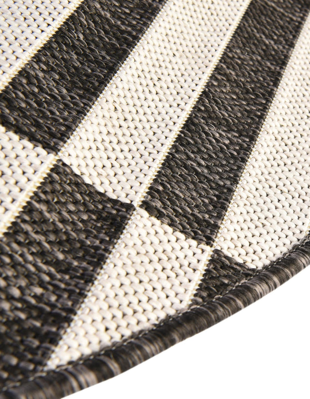 Charcoal 3' 1 x 6' 1 Outdoor Striped Hearth Area Rug Weather Resistant for Patio, Deck, Terrace, Balcony, Porch