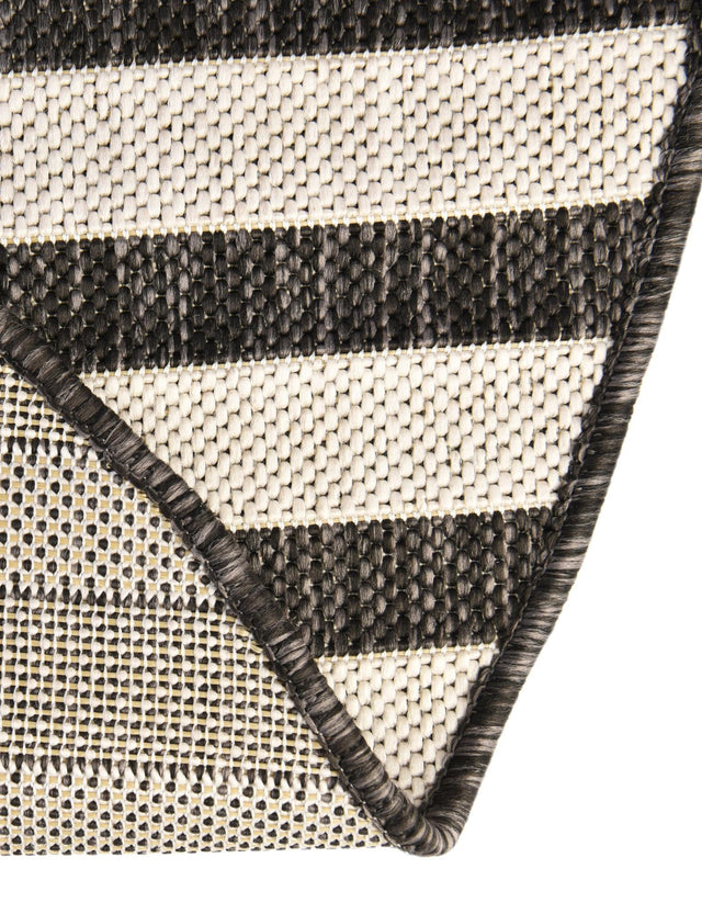 Charcoal 3' 1 x 6' 1 Outdoor Striped Hearth Area Rug Weather Resistant for Patio, Deck, Terrace, Balcony, Porch