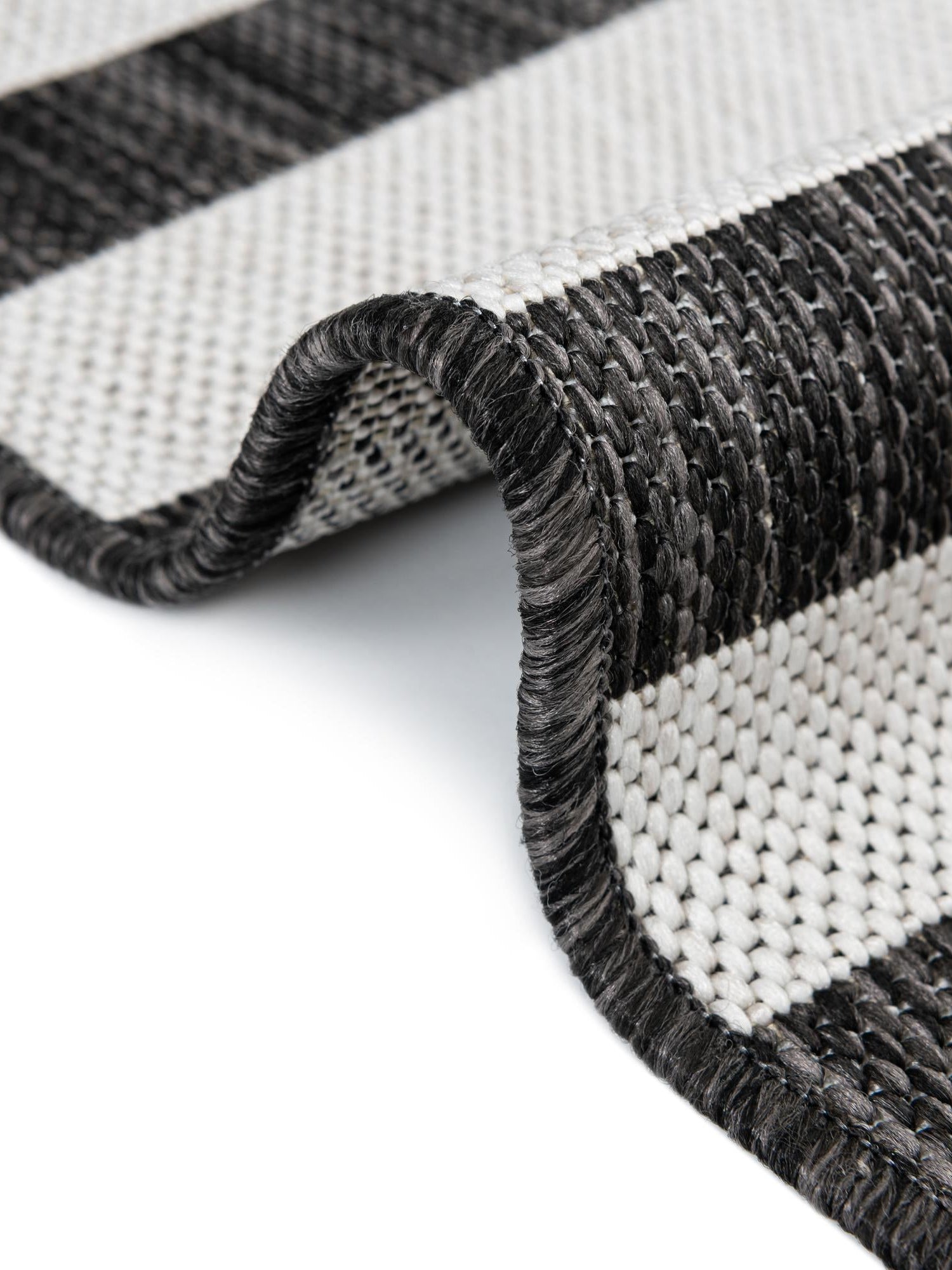 Charcoal 3' 1 x 6' 1 Outdoor Striped Hearth Area Rug Weather Resistant for Patio, Deck, Terrace, Balcony, Porch