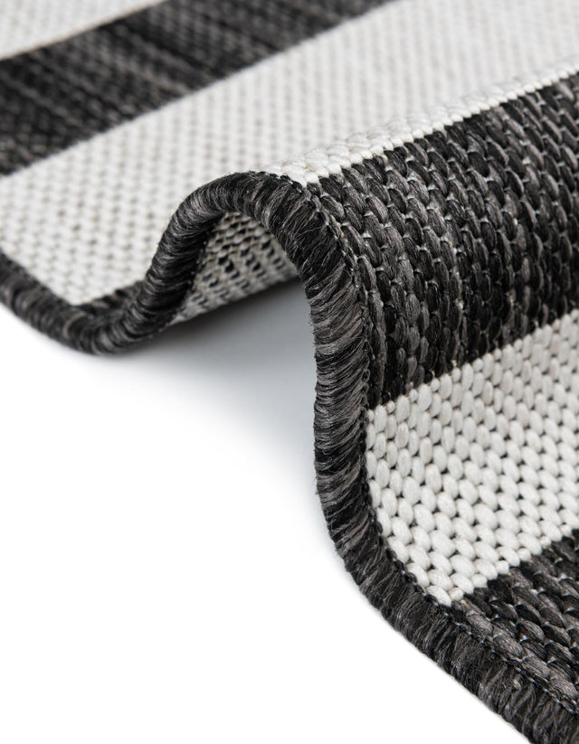 Charcoal 3' 1 x 6' 1 Outdoor Striped Hearth Area Rug Weather Resistant for Patio, Deck, Terrace, Balcony, Porch