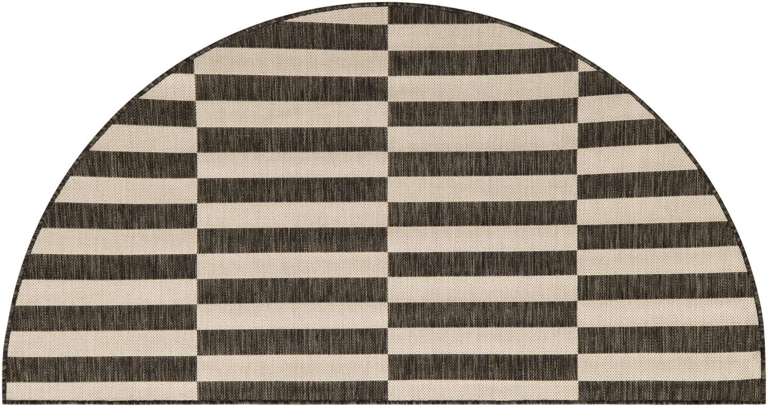 Charcoal 3' 1 x 6' 1 Outdoor Striped Hearth Area Rug Weather Resistant for Patio, Deck, Terrace, Balcony, Porch
