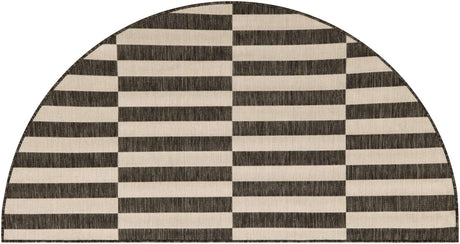Charcoal 3' 1 x 6' 1 Outdoor Striped Hearth Area Rug Weather Resistant for Patio, Deck, Terrace, Balcony, Porch